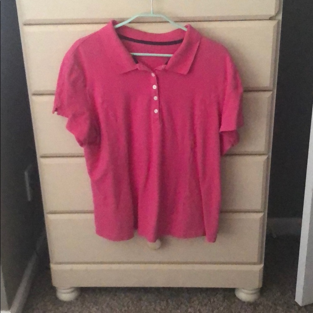 4 collared shirts. All different colors.